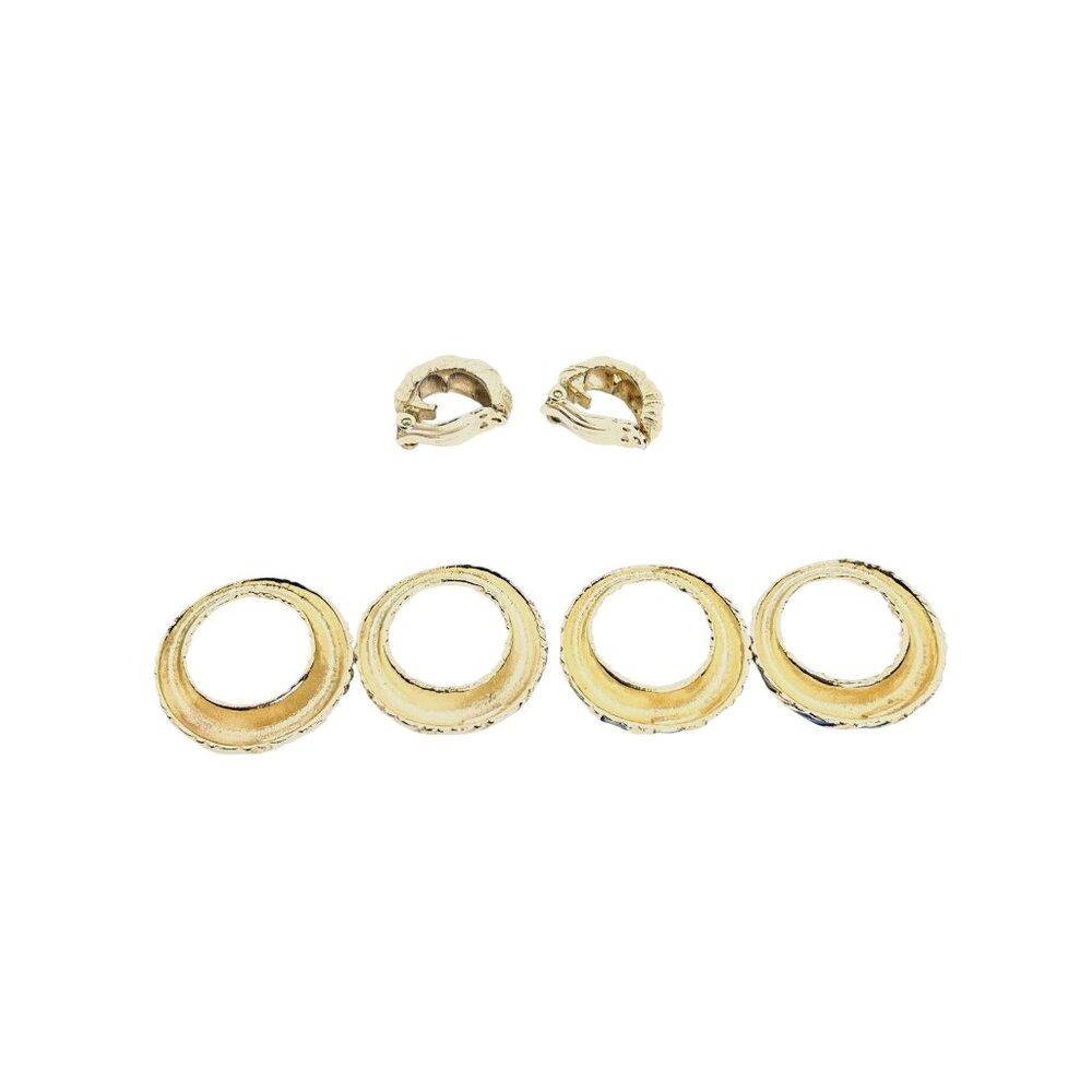 Joseph Mazer Textured Gold Tone Clip On Earrings W/ 2 Pair Of Charms (1746) - Picture 12 of 12
